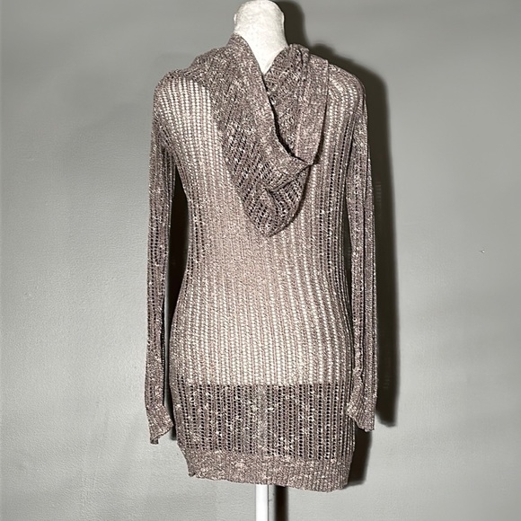 Full Tilt Purple and White Cardigan Sweater with Hood, Size Medium - Picture 4 of 6